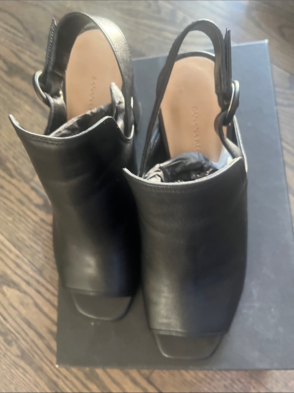 Banana Republic Black Leather Open-Front Slingback Mules